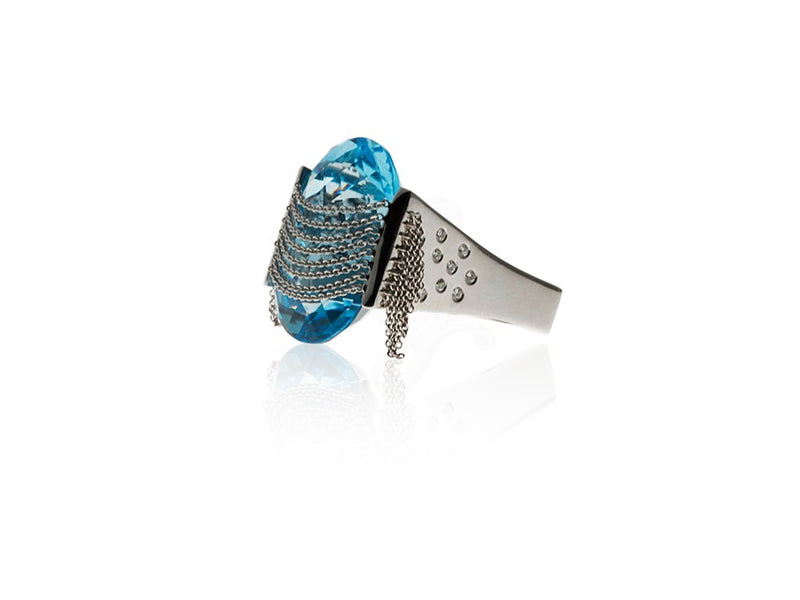 Vineyard in Snow Blue Topaz Ring