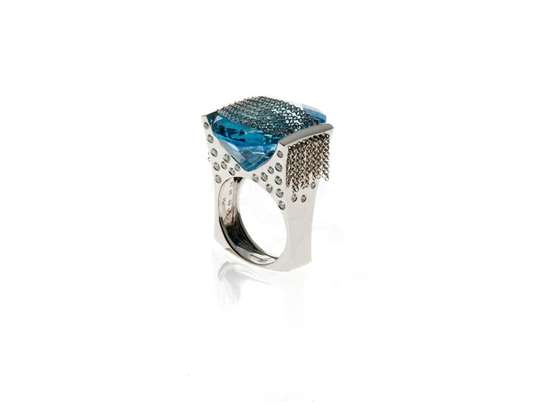 Vineyard in Snow Blue Topaz Ring