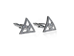 Bermuda Triangle Diamond Wtih Side Stones Cuff Links